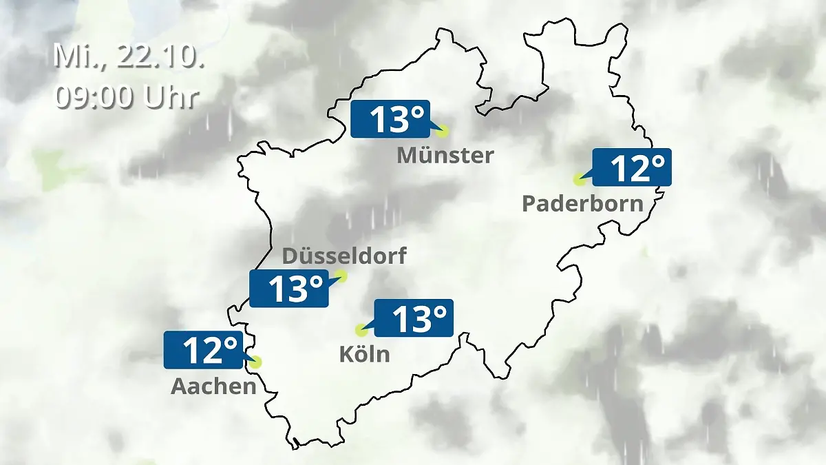 Nordrhein-Westfalen: Wie wird das Wetter? Regen- und Wolkenfilm für Köln, Düsseldorf und Münster