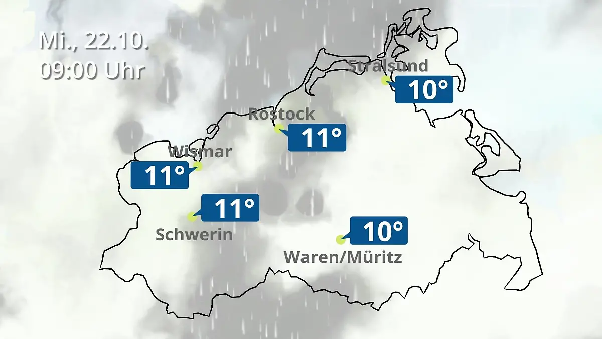 Mecklenburg-Vorpommern: Wie wird das Wetter? Regen- und Wolkenfilm für Rostock, Rügen und die Ostseeküste