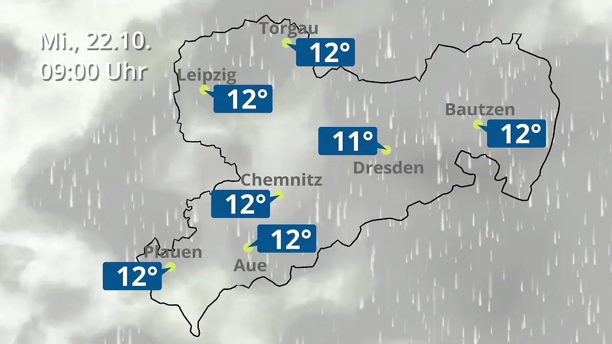 Sachsen: Wie wird das Wetter? Regen- und Wolkenfilm für Chemnitz, Dresden und Leipzig