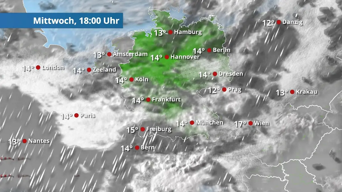 Ein paar Wolkenlücken zum Nachmittag Der Regen- und Wolkenfilm für 48 Stunden