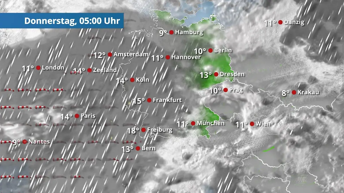 Sturm bringt auch viel Regen mit Der Regen- und Wolkenfilm für 48 Stunden