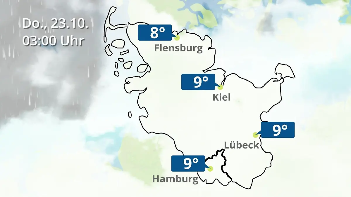 Hamburg, Schleswig-Holstein: Wie wird das Wetter? Regen- und Wolkenfilm für die Nordsee- und Ostseeküste