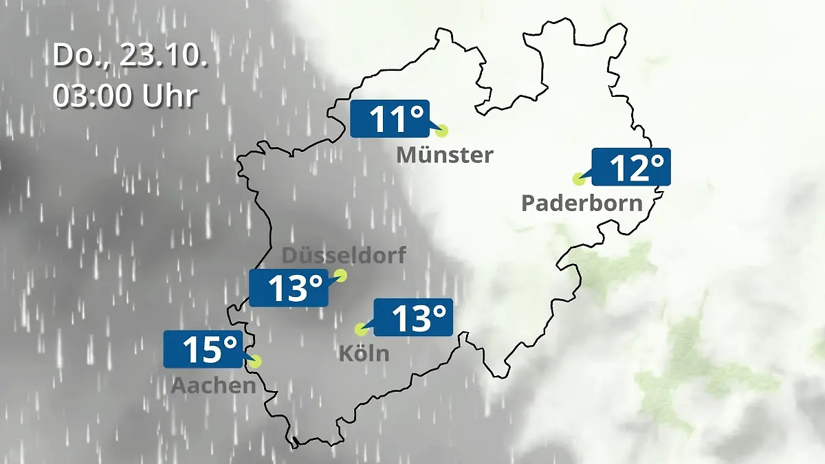 Nordrhein-Westfalen: Wie wird das Wetter? Regen- und Wolkenfilm für Köln, Düsseldorf und Münster