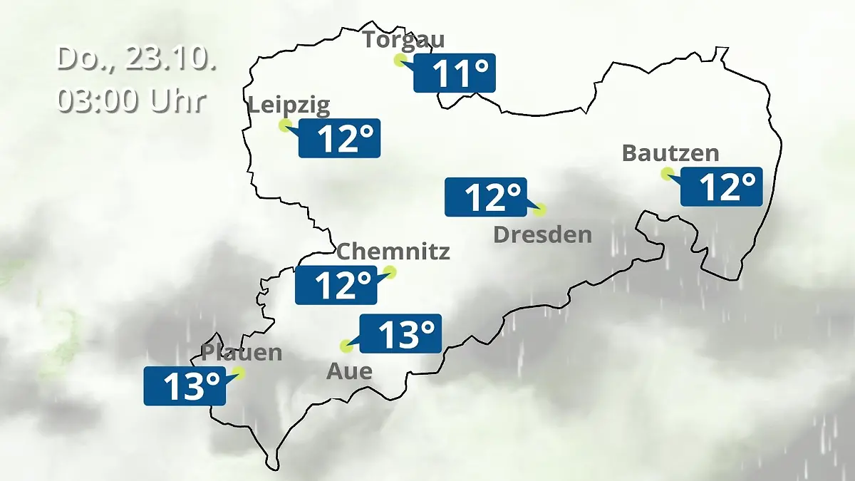 Sachsen: Wie wird das Wetter? Regen- und Wolkenfilm für Chemnitz, Dresden und Leipzig