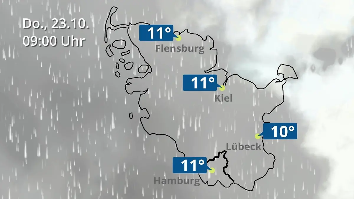 Hamburg, Schleswig-Holstein: Wie wird das Wetter? Regen- und Wolkenfilm für die Nordsee- und Ostseeküste
