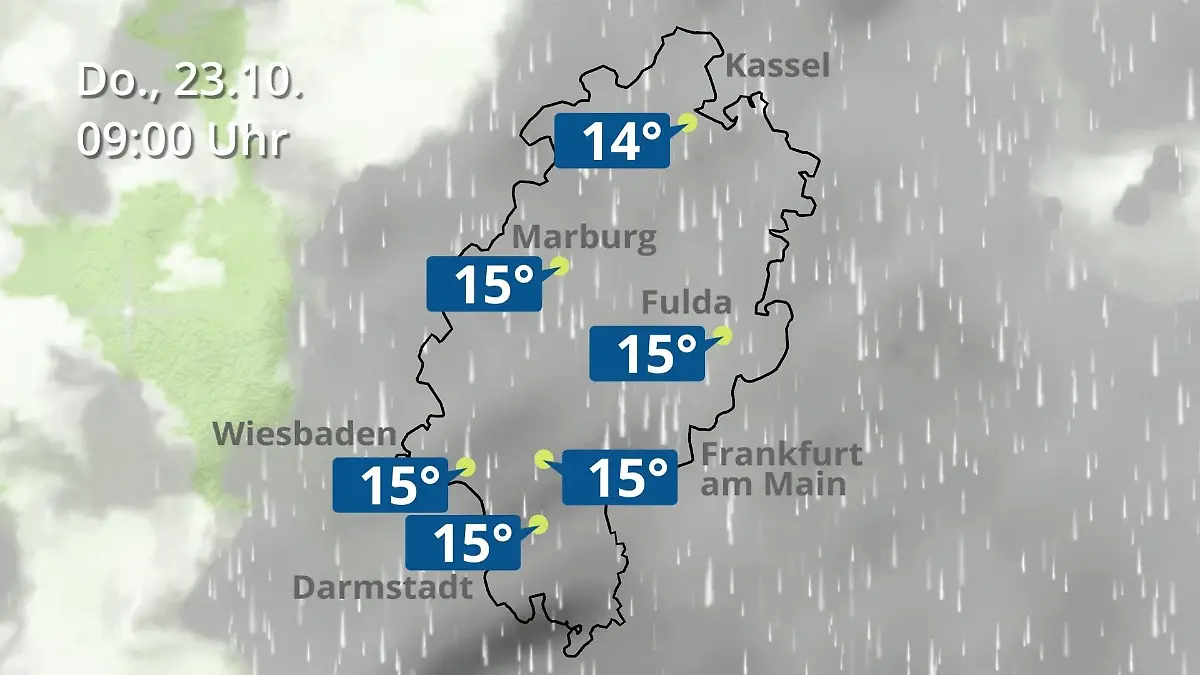 Hessen: Wie wird das Wetter? Regen- und Wolkenfilm für Frankfurt am Main und Wiesbaden