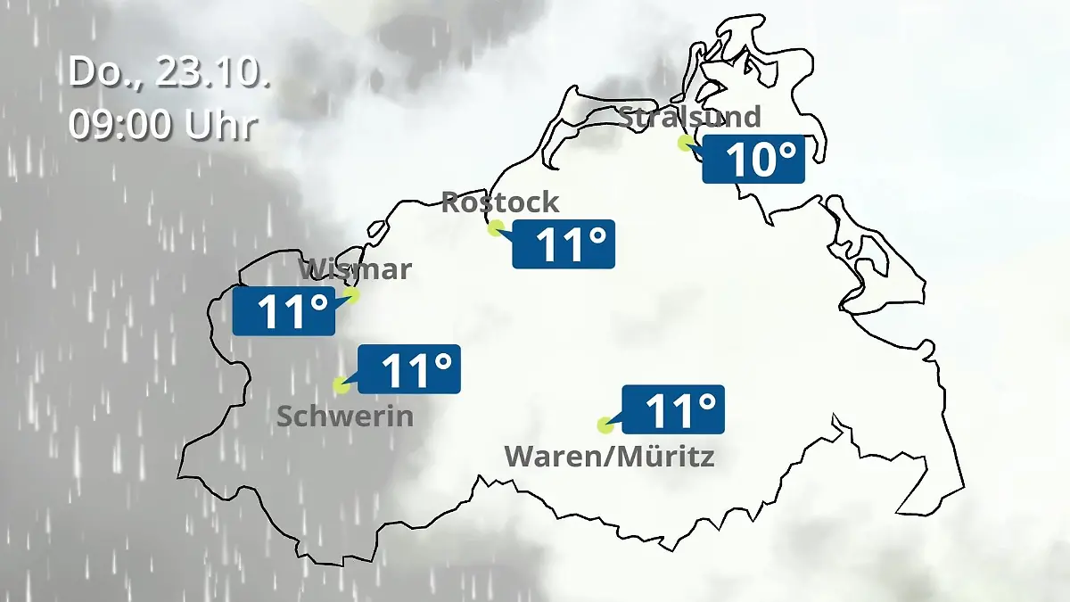 Mecklenburg-Vorpommern: Wie wird das Wetter? Regen- und Wolkenfilm für Rostock, Rügen und die Ostseeküste