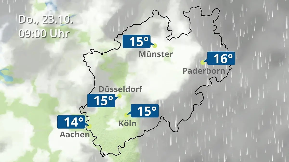 Nordrhein-Westfalen: Wie wird das Wetter? Regen- und Wolkenfilm für Köln, Düsseldorf und Münster