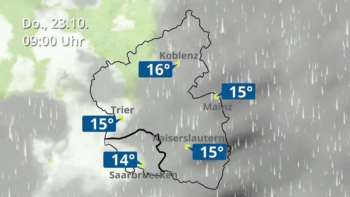 Rheinland-Pfalz, Saarland: Wie wird das Wetter? Regen- und Wolkenfilm für Mainz, Koblenz und Trier