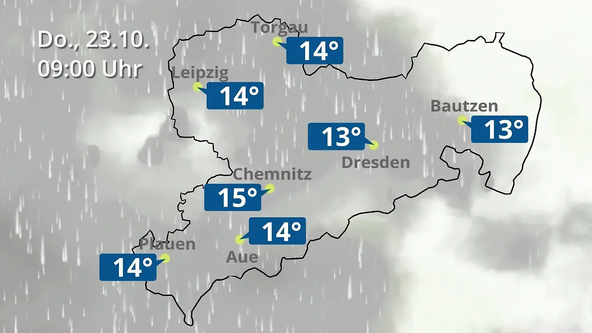 Sachsen: Wie wird das Wetter? Regen- und Wolkenfilm für Chemnitz, Dresden und Leipzig