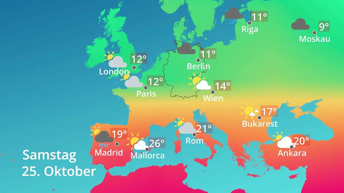 Europa: Wie wird das Wetter? Prognose: Temperaturen von Spanien bis zur Türkei