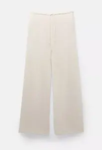 Fließende Strickhose in Beige