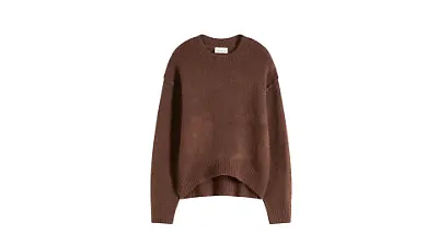 Dunkelbraun melierter Oversize-Pullover