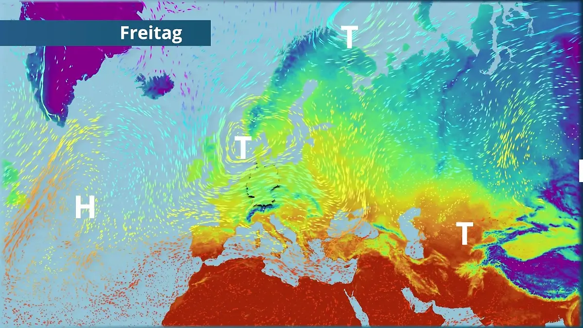 Prognose vom 23. Oktober Der Strömungsfilm für Europa für 5 Tage