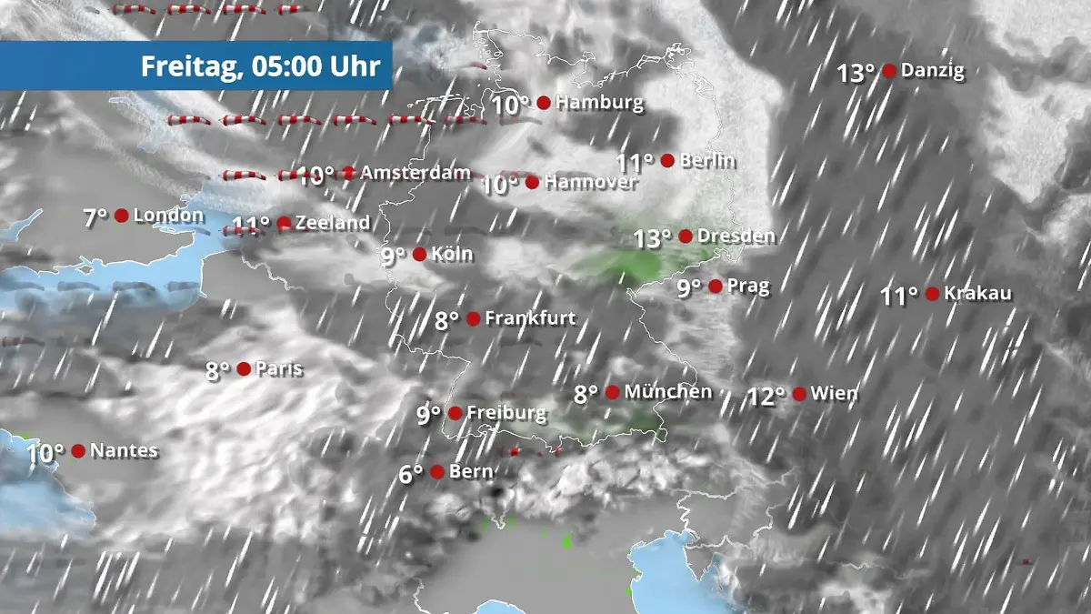 Prognose vom 23. Oktober Der Regen- und Wolkenfilm für 48 Stunden