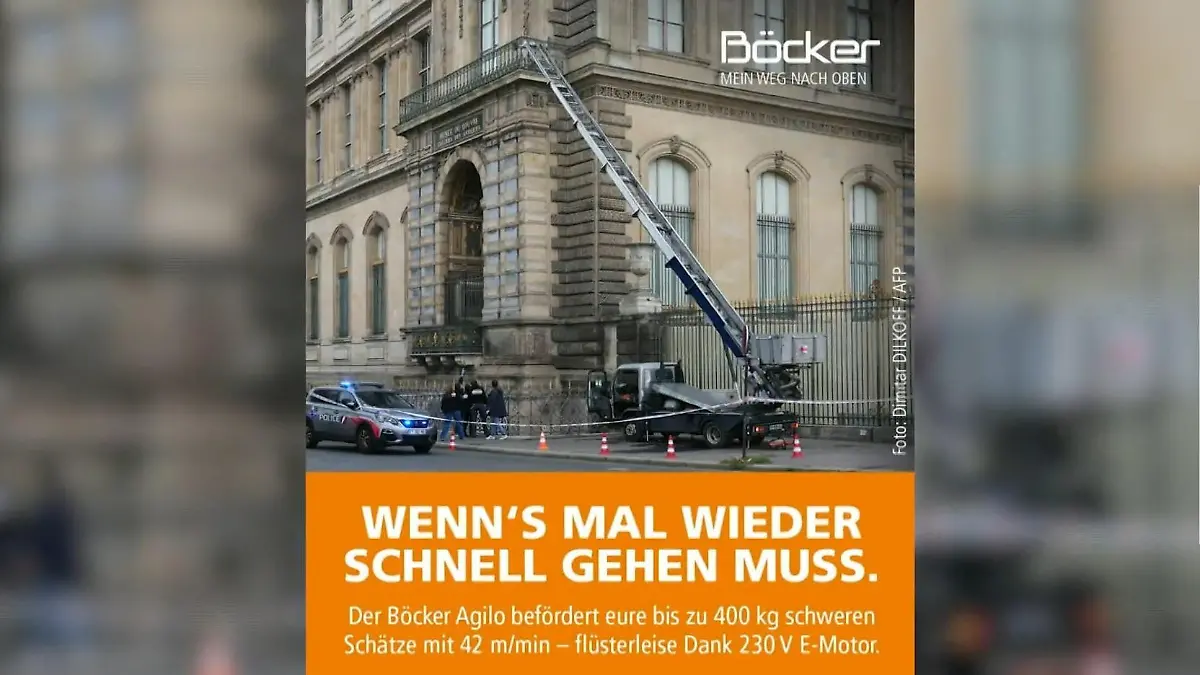 Millionen-Beute und ein deutscher Aufzug mittendrin: Firma nutzt Louvre-Raub für Werbung! „Wir nehmen das mit Galgenhumor"