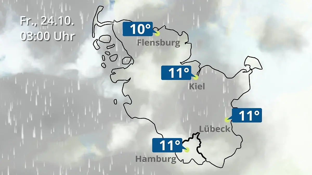 Hamburg, Schleswig-Holstein: Wie wird das Wetter? Regen- und Wolkenfilm für die Nordsee- und Ostseeküste