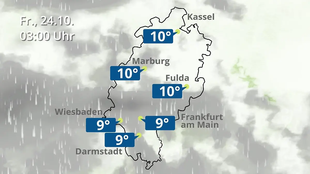 Hessen: Wie wird das Wetter? Regen- und Wolkenfilm für Frankfurt am Main und Wiesbaden