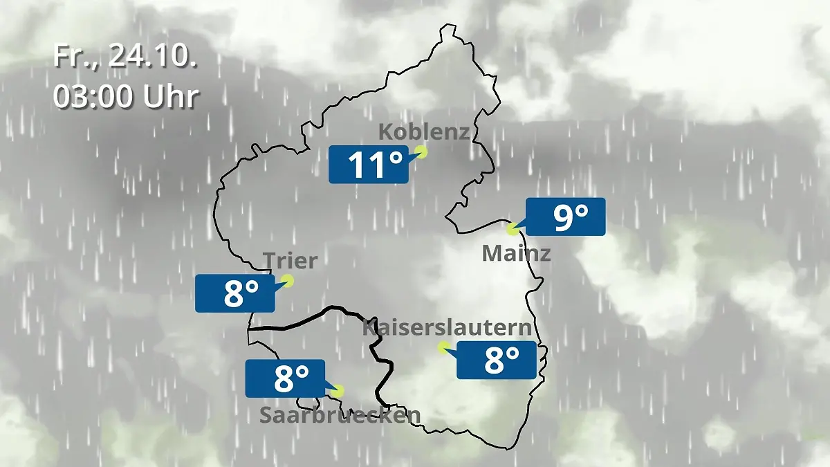 Rheinland-Pfalz, Saarland: Wie wird das Wetter? Regen- und Wolkenfilm für Mainz, Koblenz und Trier