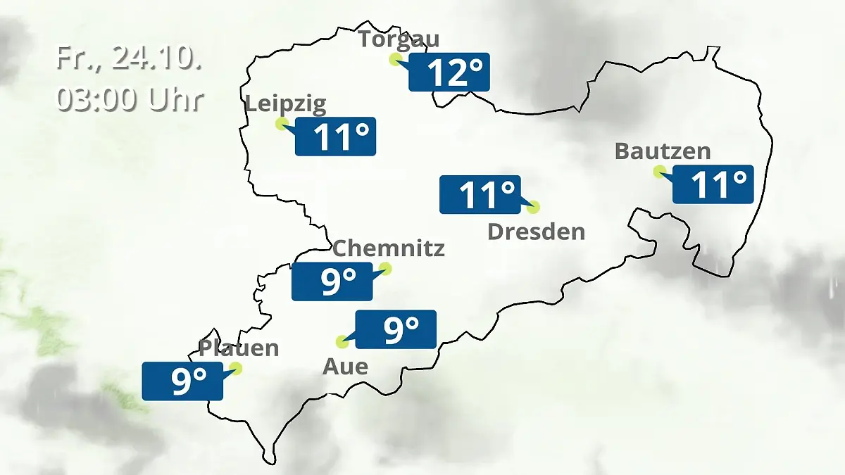 Sachsen: Wie wird das Wetter? Regen- und Wolkenfilm für Chemnitz, Dresden und Leipzig