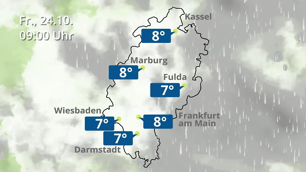 Hessen: Wie wird das Wetter? Regen- und Wolkenfilm für Frankfurt am Main und Wiesbaden