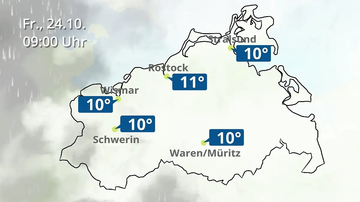 Mecklenburg-Vorpommern: Wie wird das Wetter? Regen- und Wolkenfilm für Rostock, Rügen und die Ostseeküste