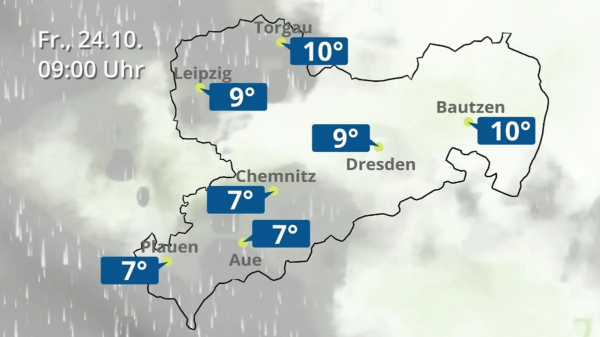 Sachsen: Wie wird das Wetter? Regen- und Wolkenfilm für Chemnitz, Dresden und Leipzig