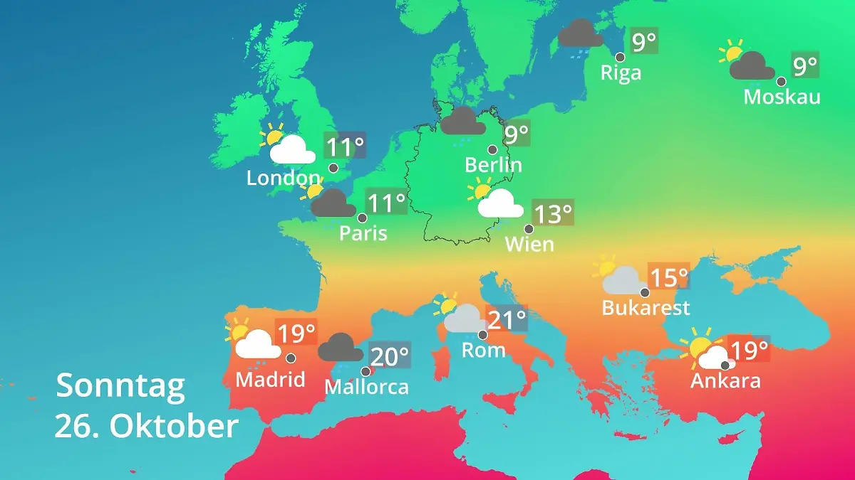 Europa: Wie wird das Wetter? Prognose: Temperaturen von Spanien bis zur Türkei