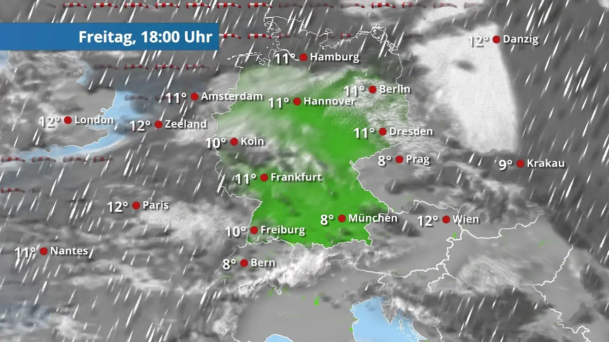 Prognose vom 24. Oktober Der Regen- und Wolkenfilm für 48 Stunden