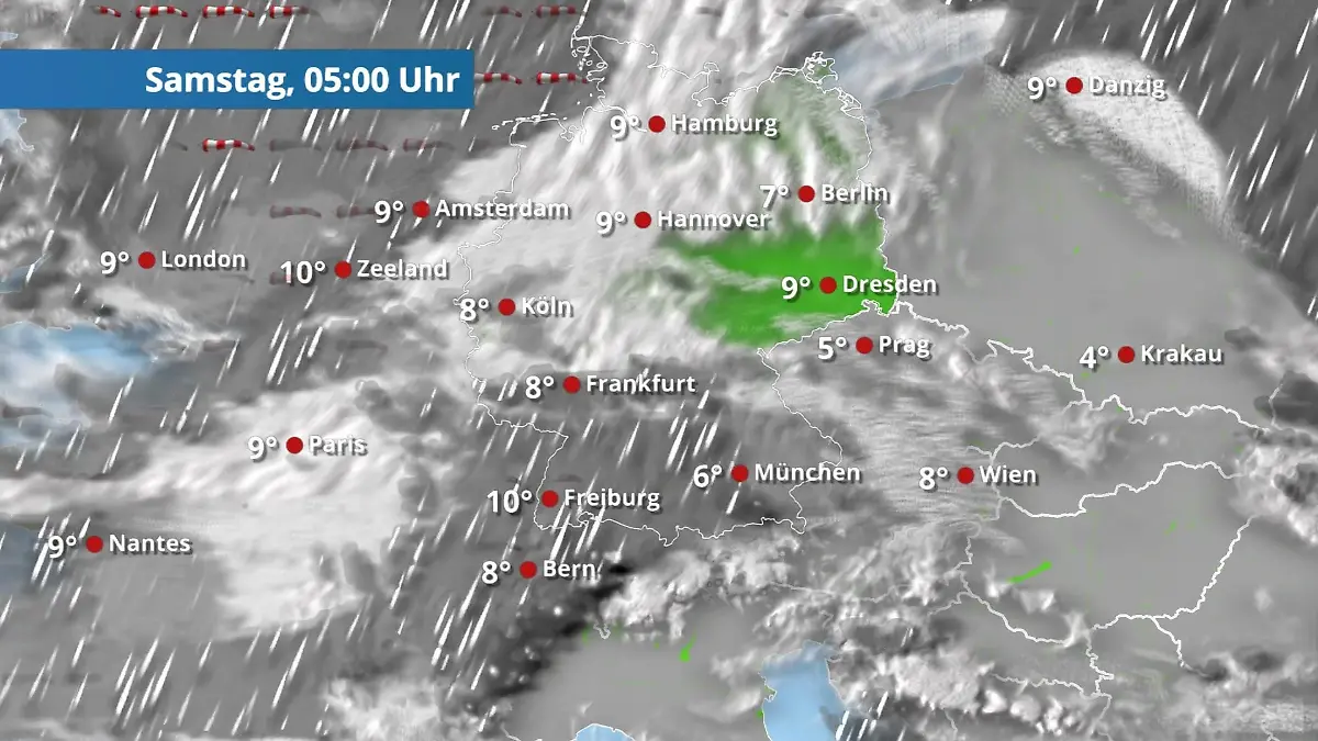 Stürmisch an der Küste, Regen im Südwesten Der Regen- und Wolkenfilm für 48 Stunden