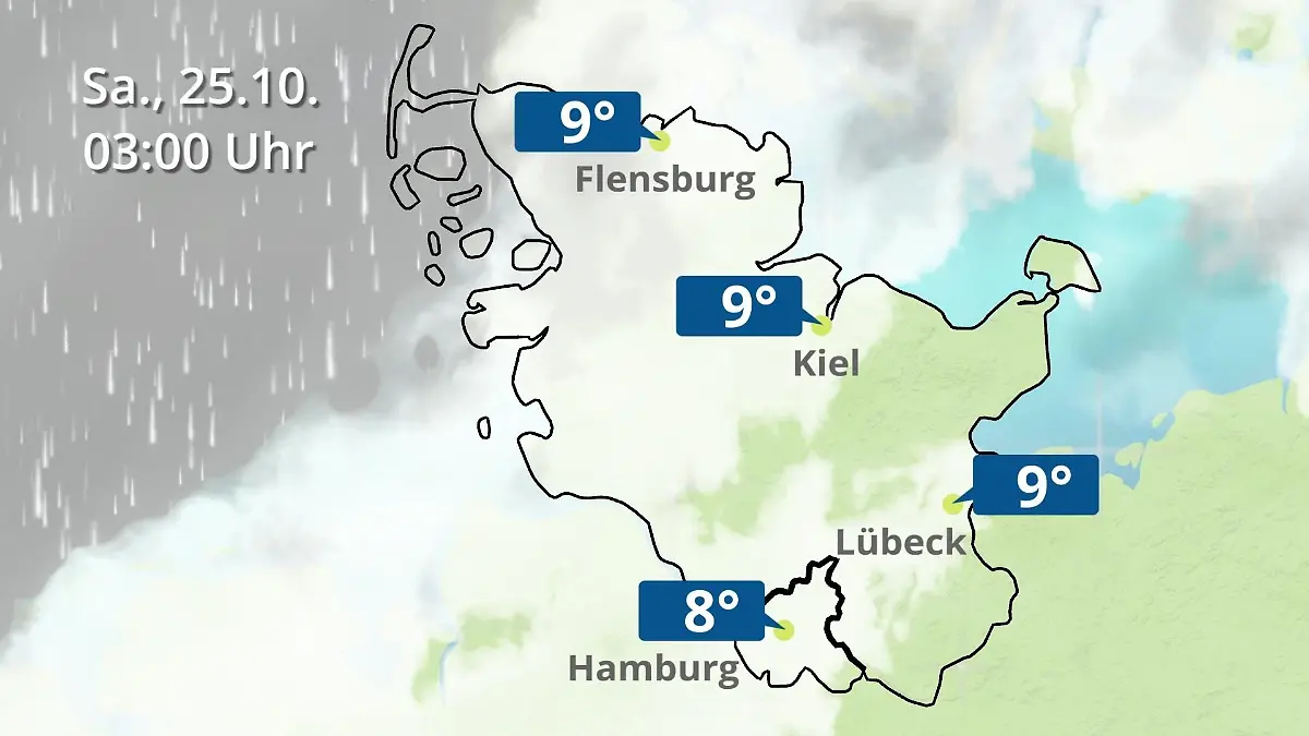 Hamburg, Schleswig-Holstein: Wie wird das Wetter? Regen- und Wolkenfilm für die Nordsee- und Ostseeküste