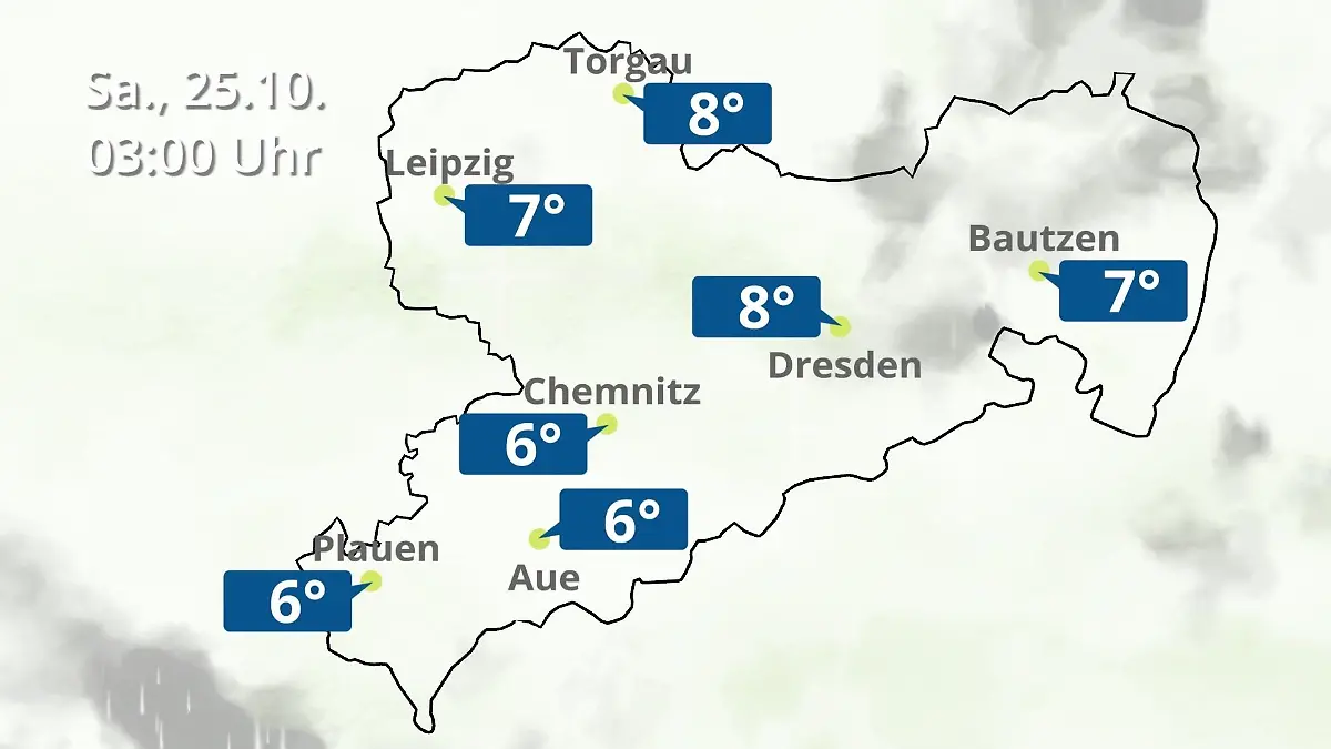 Sachsen: Wie wird das Wetter? Regen- und Wolkenfilm für Chemnitz, Dresden und Leipzig