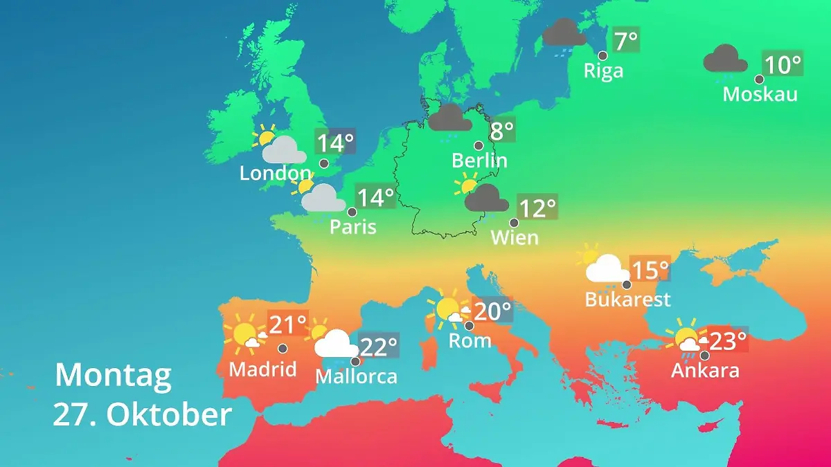 Europa: Wie wird das Wetter? Prognose: Temperaturen von Spanien bis zur Türkei