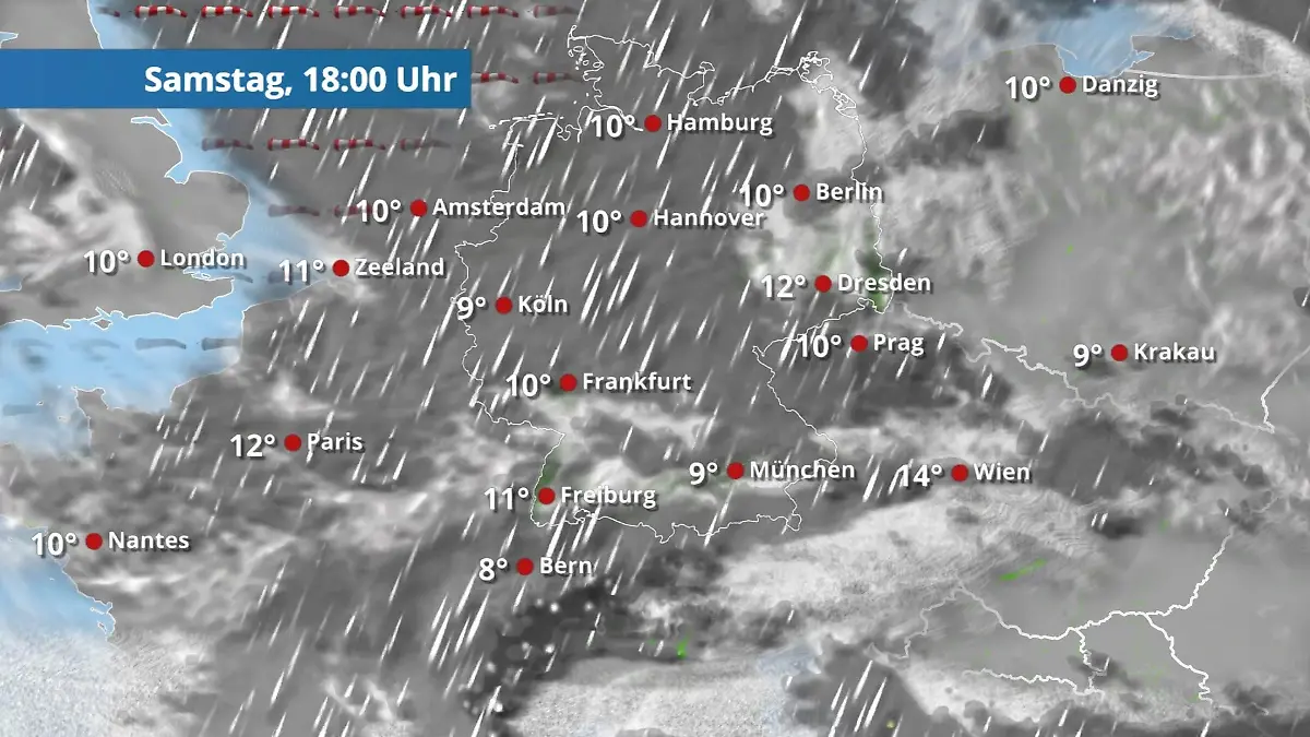 Prognose vom 25. Oktober Der Regen- und Wolkenfilm für 48 Stunden