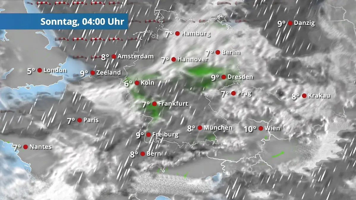 Prognose vom 25. Oktober Der Regen- und Wolkenfilm für 48 Stunden
