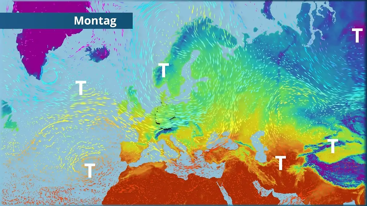Tief bringt weiter Wind und Kälte Der Strömungsfilm für Europa für 5 Tage