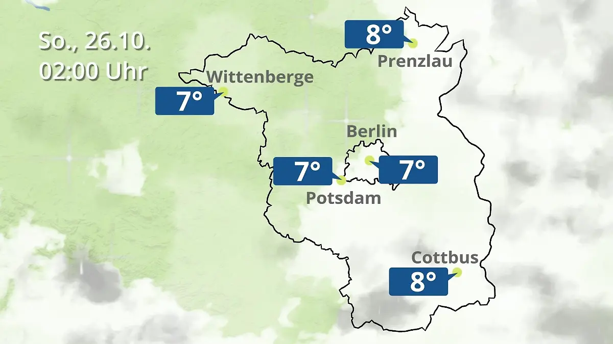 Berlin und Brandenburg: Wie wird das Wetter? Regen- und Wolkenfilm für Potsdam, Cottbus und Wittenberge