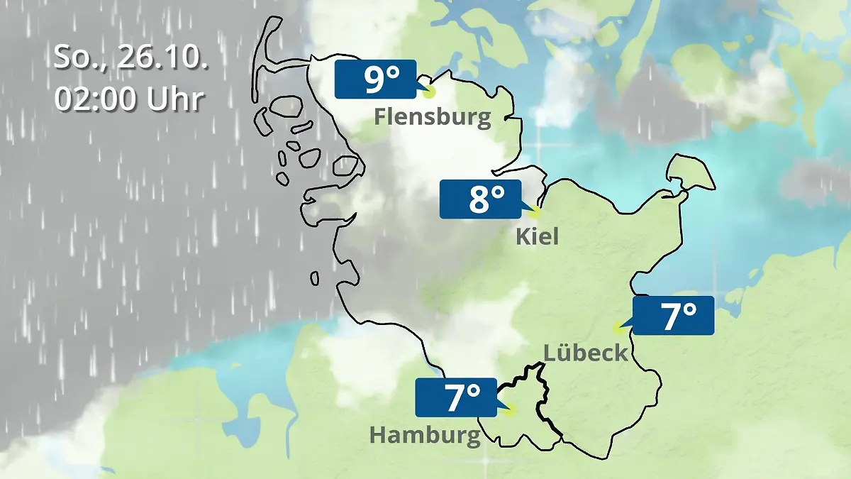 Hamburg, Schleswig-Holstein: Wie wird das Wetter? Regen- und Wolkenfilm für die Nordsee- und Ostseeküste
