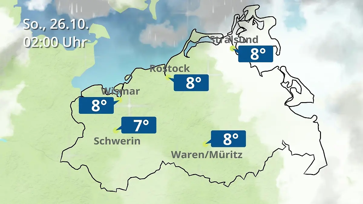 Mecklenburg-Vorpommern: Wie wird das Wetter? Regen- und Wolkenfilm für Rostock, Rügen und die Ostseeküste