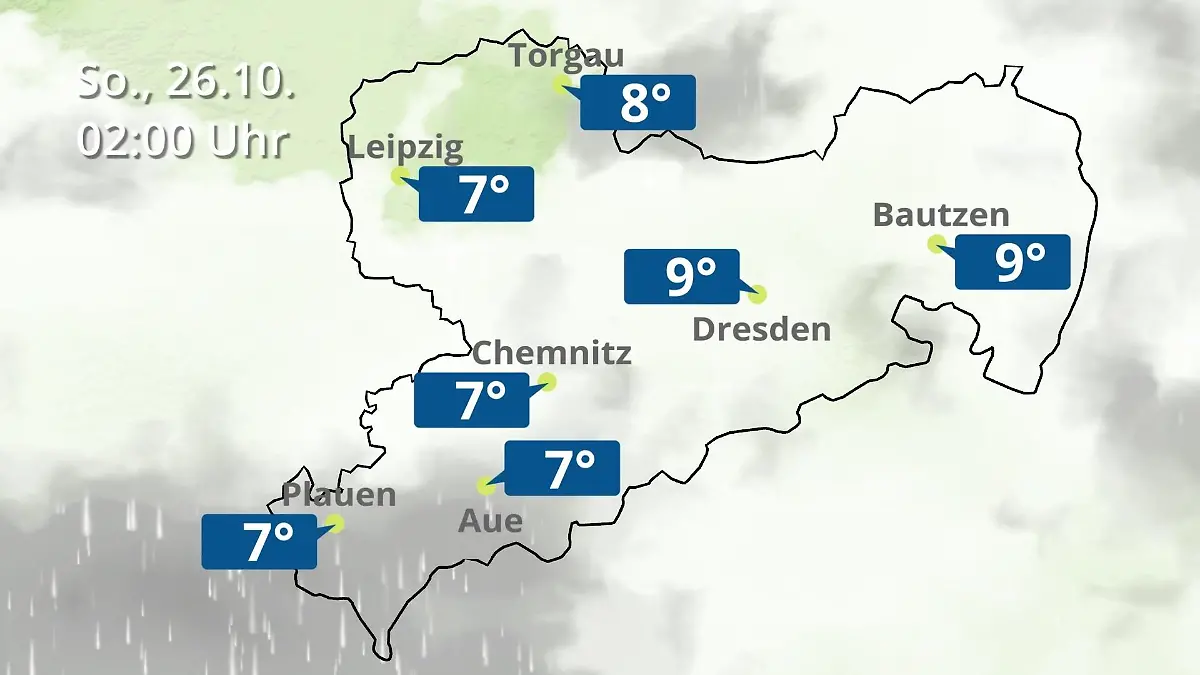 Sachsen: Wie wird das Wetter? Regen- und Wolkenfilm für Chemnitz, Dresden und Leipzig