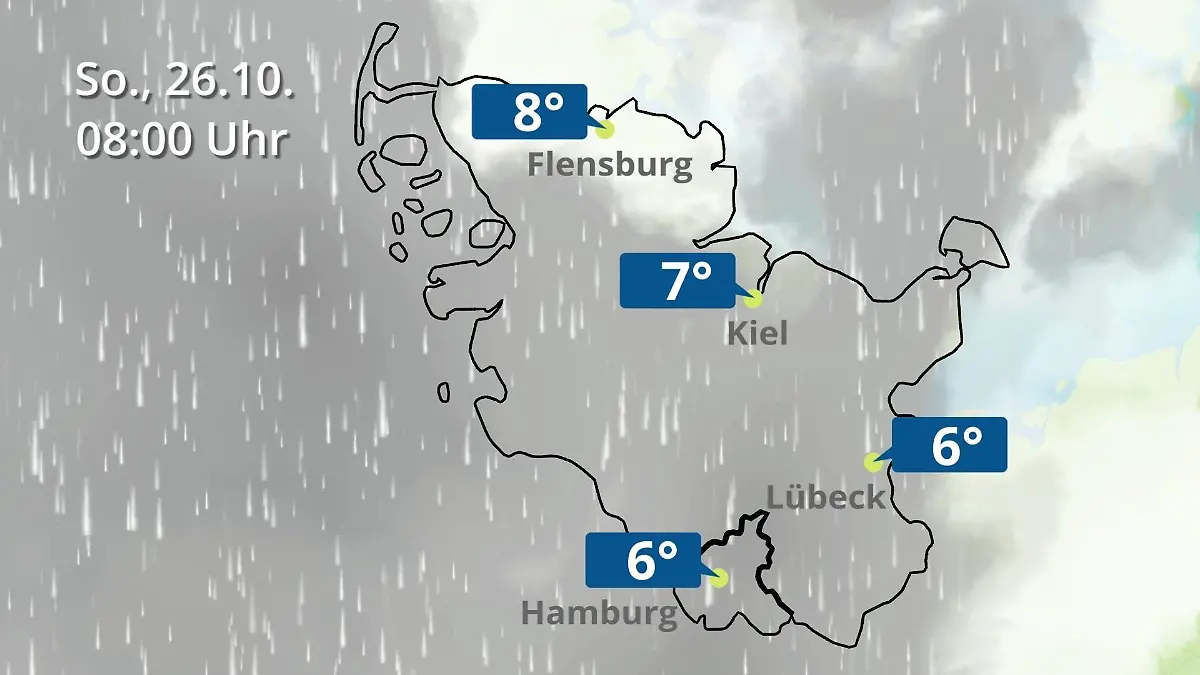 Hamburg, Schleswig-Holstein: Wie wird das Wetter? Regen- und Wolkenfilm für die Nordsee- und Ostseeküste