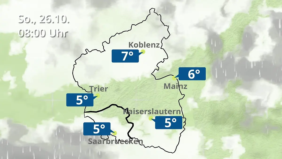 Rheinland-Pfalz, Saarland: Wie wird das Wetter? Regen- und Wolkenfilm für Mainz, Koblenz und Trier