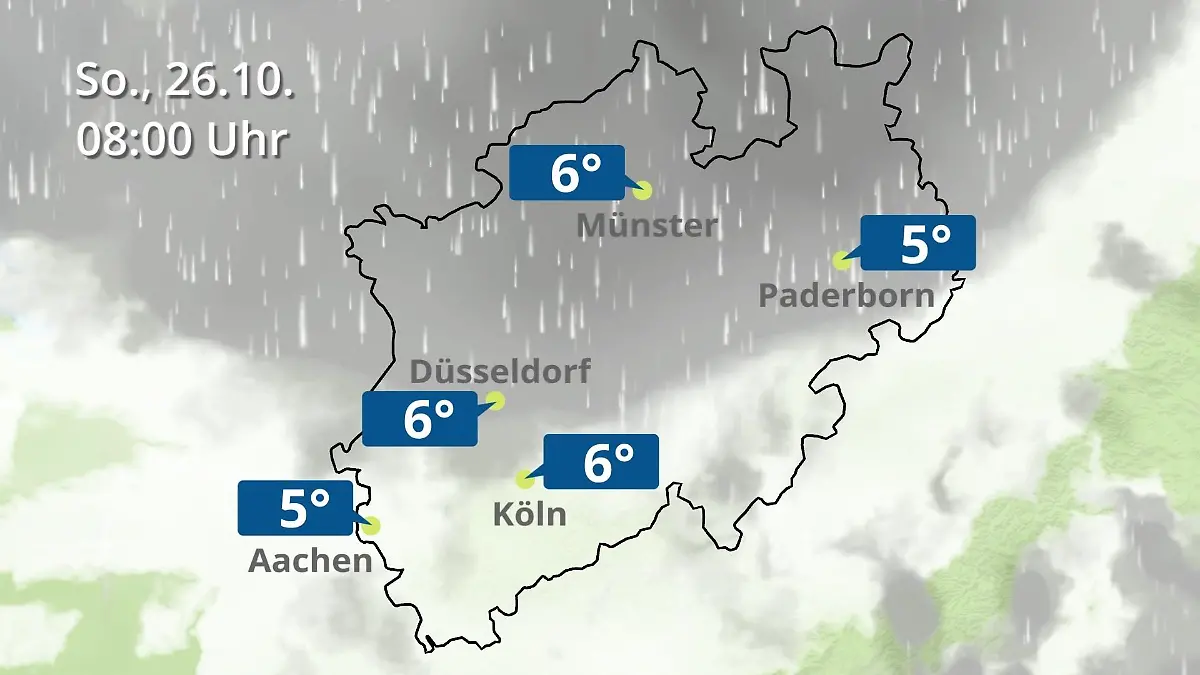 Nordrhein-Westfalen: Wie wird das Wetter? Regen- und Wolkenfilm für Köln, Düsseldorf und Münster