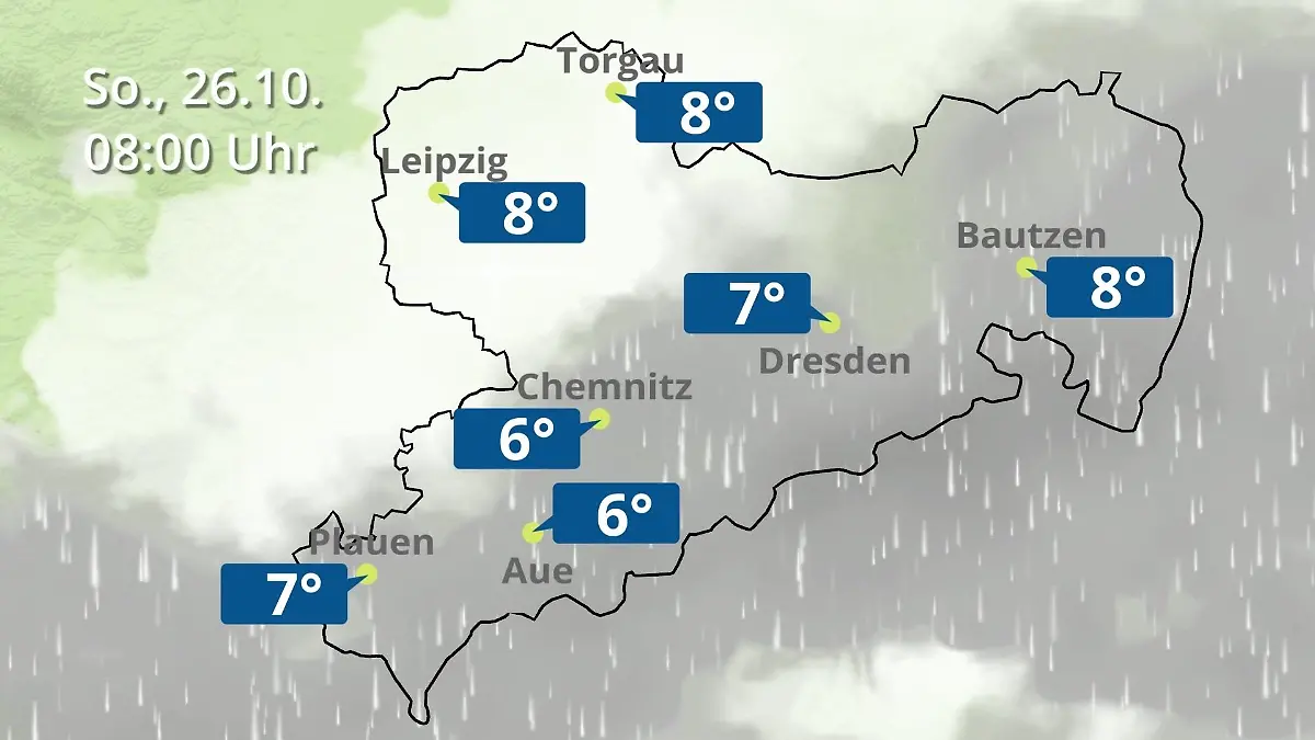Sachsen: Wie wird das Wetter? Regen- und Wolkenfilm für Chemnitz, Dresden und Leipzig