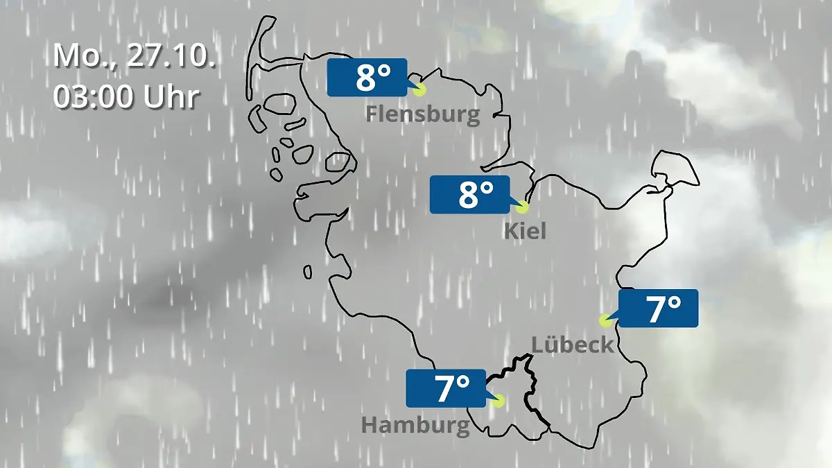 Hamburg, Schleswig-Holstein: Wie wird das Wetter? Regen- und Wolkenfilm für die Nordsee- und Ostseeküste