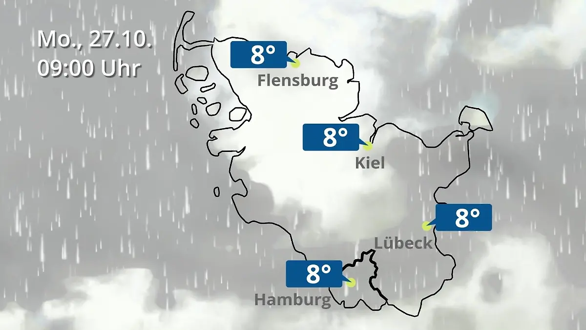 Hamburg, Schleswig-Holstein: Wie wird das Wetter? Regen- und Wolkenfilm für die Nordsee- und Ostseeküste