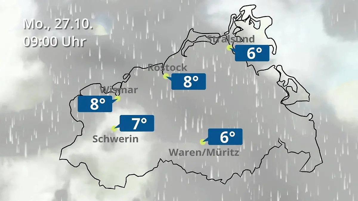 Mecklenburg-Vorpommern: Wie wird das Wetter? Regen- und Wolkenfilm für Rostock, Rügen und die Ostseeküste