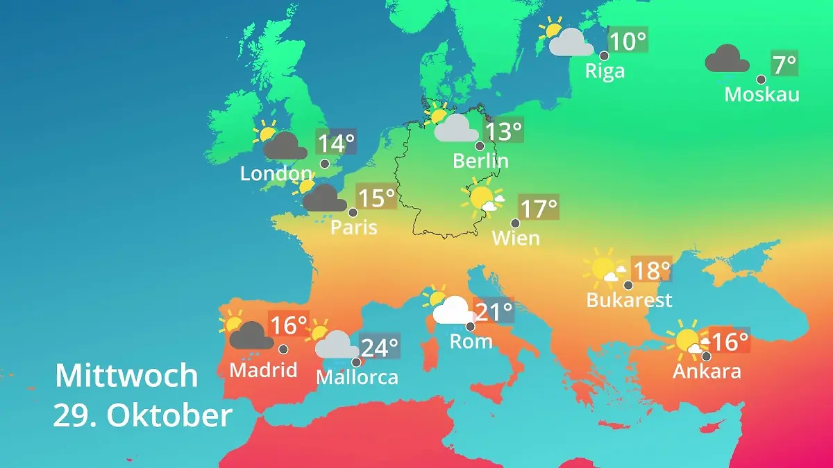 Europa: Wie wird das Wetter? Prognose: Temperaturen von Spanien bis zur Türkei