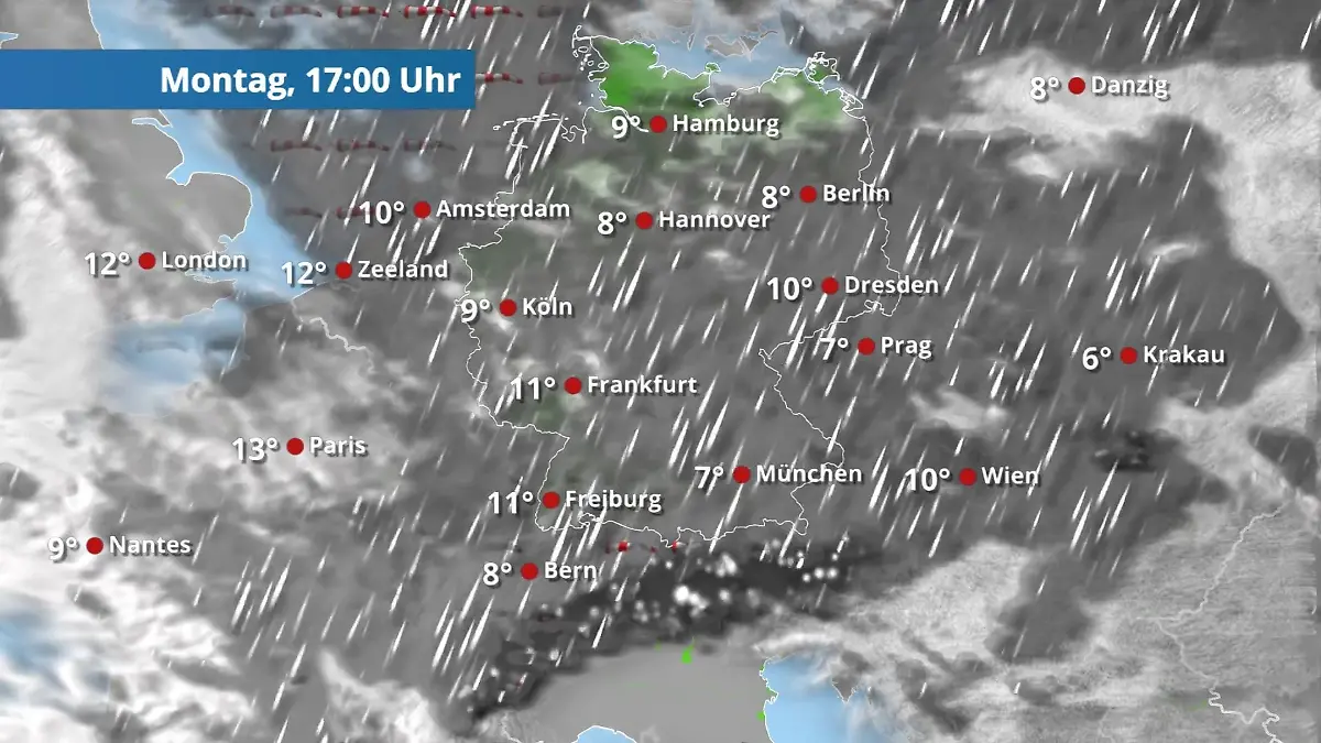 Prognose vom 27. Oktober Der Regen- und Wolkenfilm für 48 Stunden