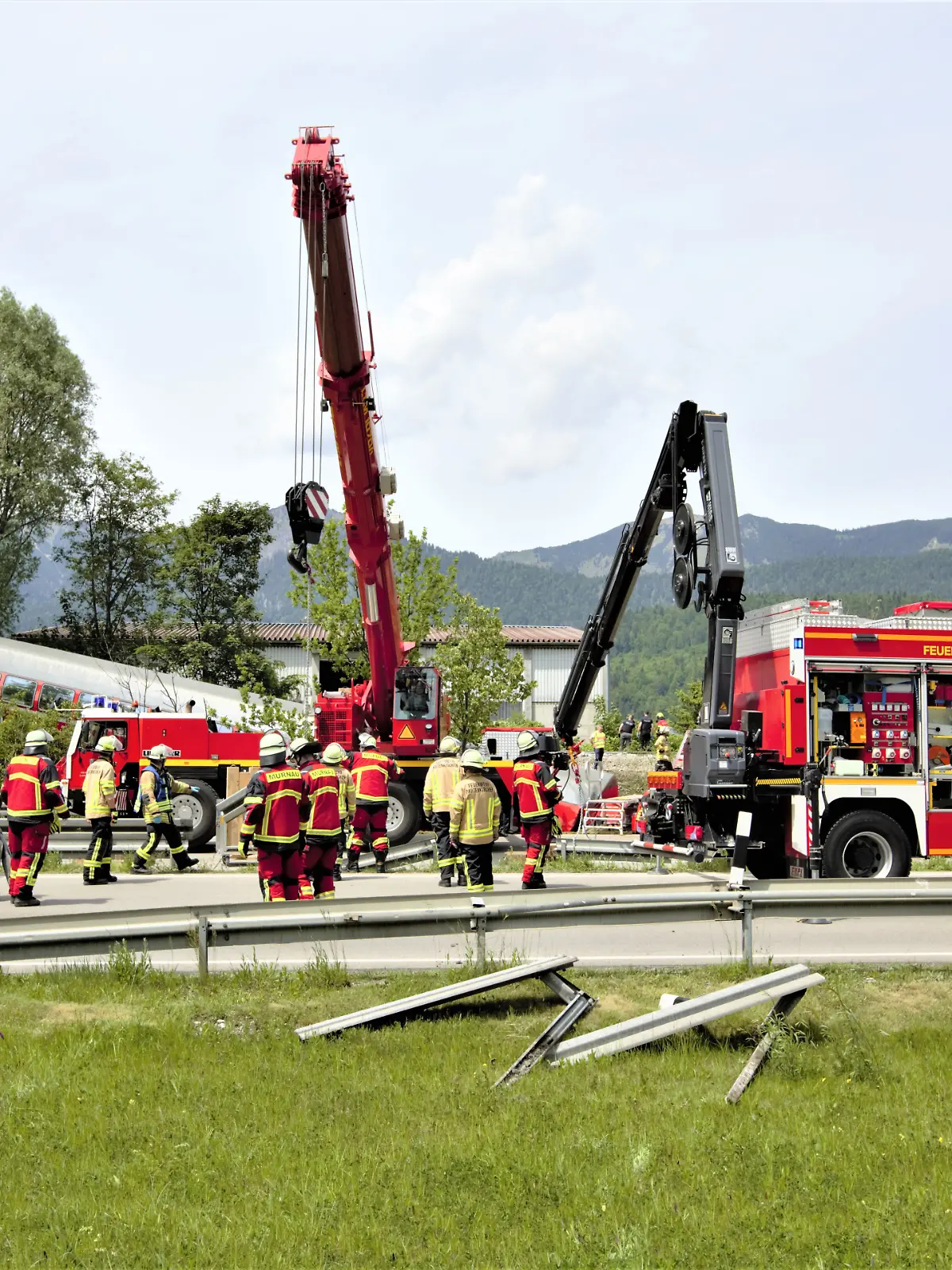 vb m k+ Kran, Bergungsarbeiten, Zugunglück
